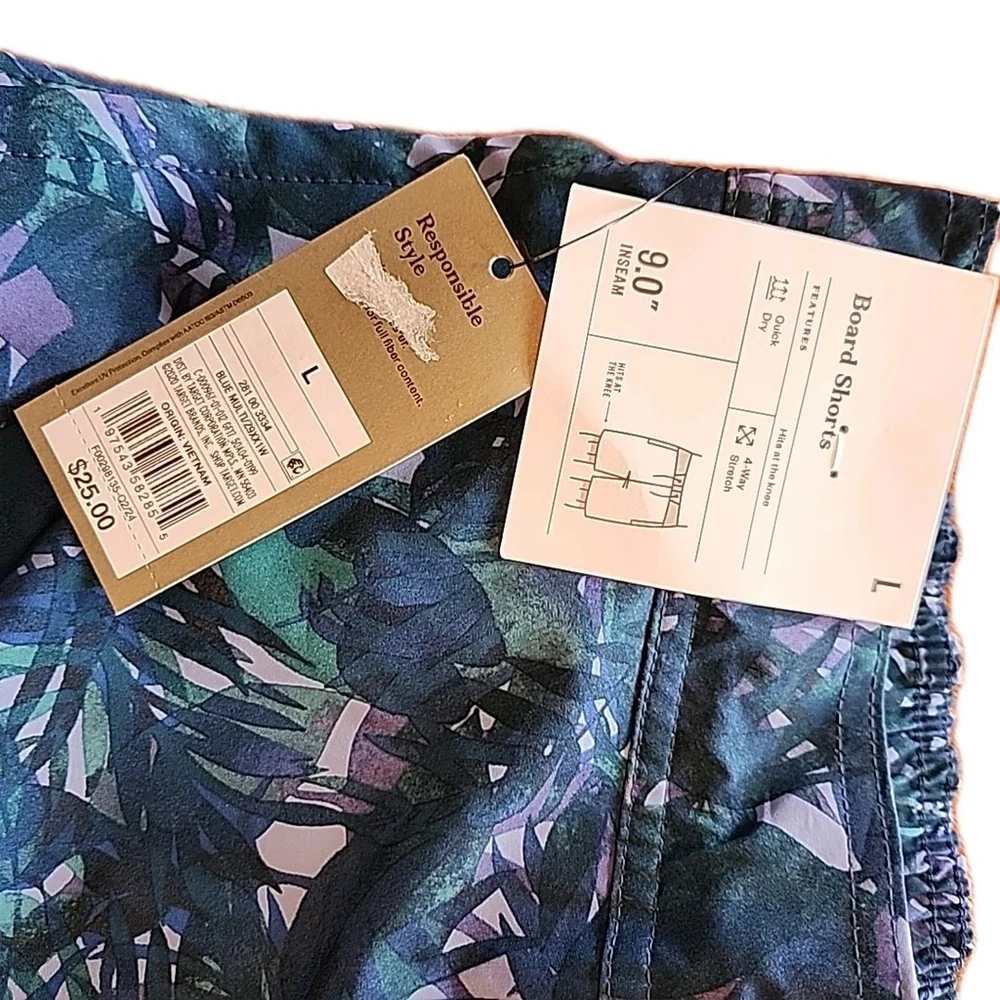 Goodfellow Men's Parrot Tropical Swim Trunks Size Large. 9
